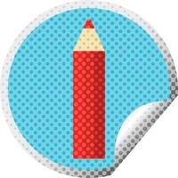 red coloring pencil graphic vector illustration circular sticker