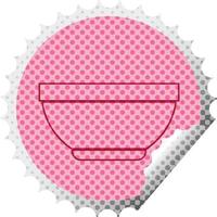 Rice bowl circular peeling sticker vector illustration