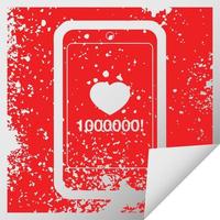 mobile phone showing 1000000 likes graphic vector illustration icon