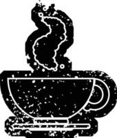 ilustración de icono de vector de efecto angustiado de una taza de café caliente