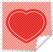 Sello de pegatina cuadrada gráfica con símbolo del corazón vector