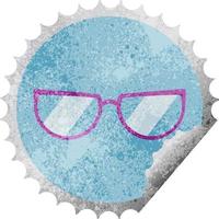 spectacles graphic vector illustration round sticker stamp