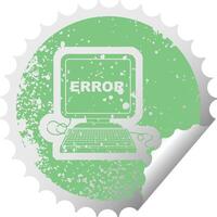 distressed sticker icon illustration of a computer error vector