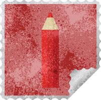 red coloring pencil graphic square sticker stamp vector