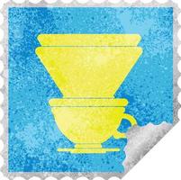 coffee filter cup square peeling sticker vector