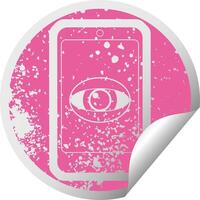 cell phone watching you graphic distressed sticker illustration icon vector