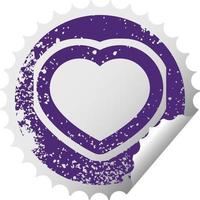 heart symbol graphic distressed sticker illustration icon vector