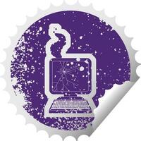 broken computer graphic distressed sticker illustration icon vector