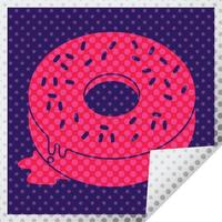 illustration of a tasty iced donut square peeling sticker vector