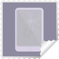 broken electronic tablet vector square sticker stamp