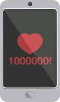 mobile phone showing 1000000 likes graphic vector illustration icon