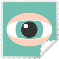 staring eye graphic square sticker stamp vector