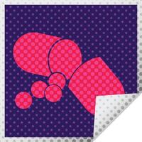 Capsule pill vector illustration square peeling sticker