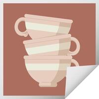 stack of cups graphic vector illustration square sticker