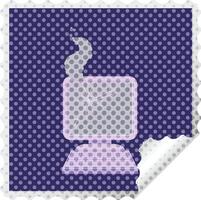 broken computer graphic square sticker stamp vector