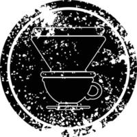 taza de filtro de café símbolo angustiado circular vector