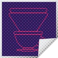 coffee filter cup square peeling sticker vector