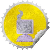 broken computer graphic vector illustration round sticker stamp