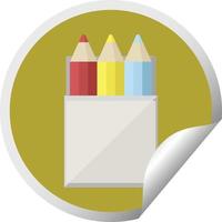 pack of coloring pencils graphic vector illustration circular sticker