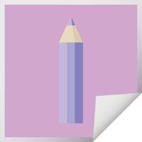 coloración púrpura lápiz gráfico vector ilustración pegatina cuadrada