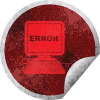 computer error vector illustration circular peeling sticker