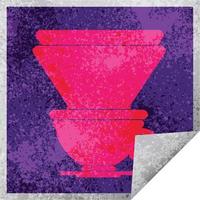 coffee filter cup square peeling sticker vector