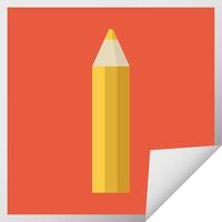 naranja colorante lápiz gráfico vector ilustración pegatina cuadrada