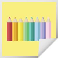 color pencils graphic vector illustration square sticker
