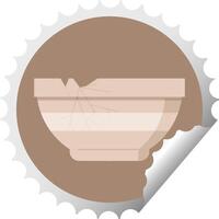 cracked bowl graphic vector illustration round sticker stamp