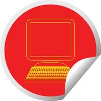 computer icon circular peeling sticker vector illustration