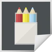 pack of coloring pencils graphic vector illustration square sticker