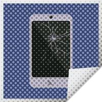 cracked screen cell phone graphic vector illustration square sticker