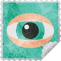 staring eye graphic square sticker stamp vector