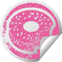 bitten frosted donut graphic distressed sticker illustration icon vector