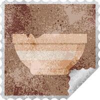 cracked bowl graphic square sticker stamp vector