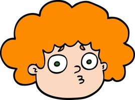 hand drawn doodle style cartoon big hair boy vector