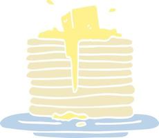 flat color illustration cartoon butter melting on pancakes vector