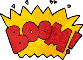 grunge textured illustration cartoon word boom vector