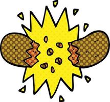 comic book style cartoon exploding sausage vector