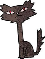 grunge textured illustration cartoon halloween black cat vector