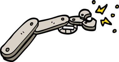 hand drawn doodle style cartoon robot arm vector