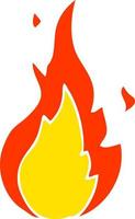 flat color illustration cartoon flame symbol vector