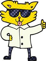 comic book style cartoon cool cat vector