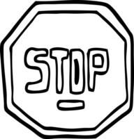 señal de stop de dibujos animados en blanco y negro vector