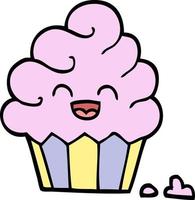 hand drawn doodle style cartoon cupcake vector