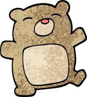 grunge textured illustration cartoon teddy bear vector