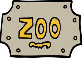 hand drawn doodle style cartoon zoo sign vector