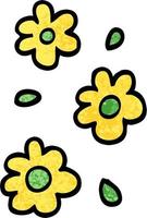 grunge textured illustration cartoon flower heads vector