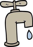 hand drawn doodle style cartoon dripping faucet vector