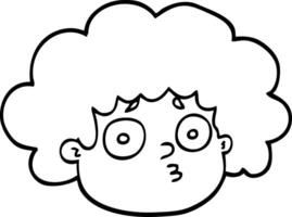 niño de pelo grande de dibujos animados en blanco y negro vector